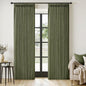 MIULEE Olive Green Pinch Pleated Thick Linen Curtains 84 Inches Long 2 Panels for Living Room Bedroom, Linen Texture Memory Trained Drapes Pleat Back Tab Semi Sheer Moss Green Track System Curtains
