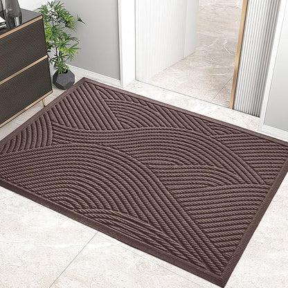 HIYARD Sturdy Front Door Mat, Absorbent Muddy Dirt Resist Welcome Door Mats Outdoor Indoor, Stain and Fade Resistant, Non-Slip Backing Entry Mat Low Profile Doormat for Entryway, 47×32, Coffee