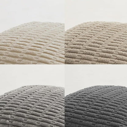 Fancy Homi Set of 4 Grey and White Lumbar Rectangle Decorative Throw Pillow Covers 12x20 Inch for Couch Bed Chair, Farmhouse Boho Room Decor, Soft Fuzzy Corduroy Textured Striped Cushion Case 30x50cm