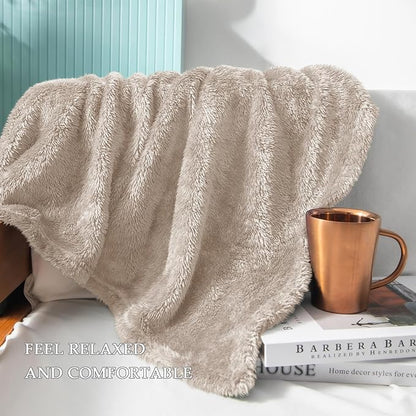 Exclusivo Mezcla Plush Fuzzy Fleece Bed Blanket King Size, Super Soft, Fluffy and Warm Blankets for Couch, Bed, All Season (Camel, 90x104 inches)