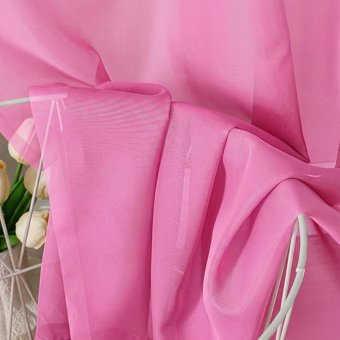 Aiyufeng Hot Pink Sheer Curtains 84 Inches Long 2 Panels Set for Living Room, Light Filtering Window Sheer Drapes for Bedroom, Each 42" W x 84" L