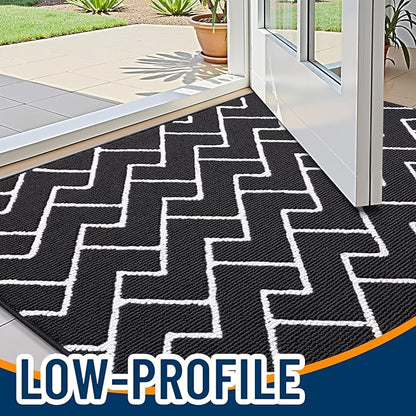 OLANLY Front Door Mat, Non-Slip Rubber Backing, Dirt Resistant and Absorbent, Washable, Easy to Clean Low-Profile Indoor Doormat for Back Door, Entryway, Inside Entrance, 36x24, Deep Black
