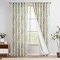 jinchan Linen Blend Floral Curtains for Living Room 108 Inches Extra Long Farmhouse Printed Curtain Back Tab Green Peony Flower Patterned Drapes Bedroom Window Curtains Set 2 Panels