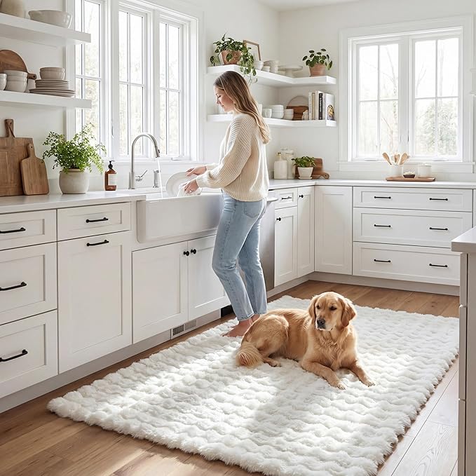 nuLOOM 5' x 8' Cozy Plush SuperiorWash Area Rug, Machine Washable, Non-Slip, Soft Fluffy Shag Carpet for Living Room Bedroom Kids Room Nursery Home Decor, Jeni White