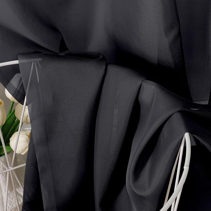 OVZME Black Sheer Curtains 78 Inches Long 2 Panels - Soft Light Filtering Window Sheer Panels for Living Room/Bedroom, Top Dual Rod Pocket, 1 Pair, Each 42Wx78L Inches