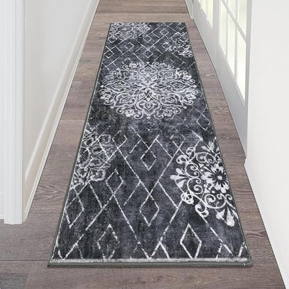 HEBE Hallway Runner Rug 2'x6' Washable Vintage Distressed Area Rugs Non Slip Laundry Rug Runner Boho Floor Carpet Runners for Hallways Entryway Laundry Room Kitchen Bathroom