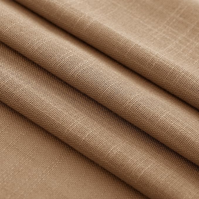 Brown Curtains for Living Room Back Tab Modern Farmhouse Semi Sheer Curtains 96 inches Long 2 Panels Set Muted Neutral Window Curtain for Dining Room Bedroom 52x96