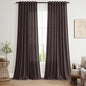 Nanspring Cocoa Coffee Curtains 102 Inches Long, Back Tab Linen Blend Light Filtering Semi Sheer Privacy Drapes for Living Room & Bedroom, 52x102 inch, 2 Panels