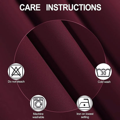 LEMOMO Burgundy Blackout Curtains 38 x 54 Inch Length/Set of 2 Curtain Panels/Thermal Insulated Room Darkening Blackout Curtains for Bedroom