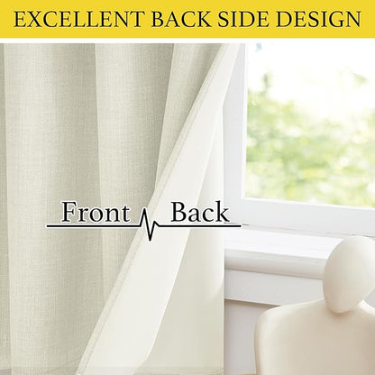 NICETOWN 24 inch Long Blackout Tiers, Farmhouse Grommet Half Window Curtains, Light Block Small Window Valances for Kitchen Cupboard, Covering for Bathroom, W34 x L24, Natural, 2 Panels