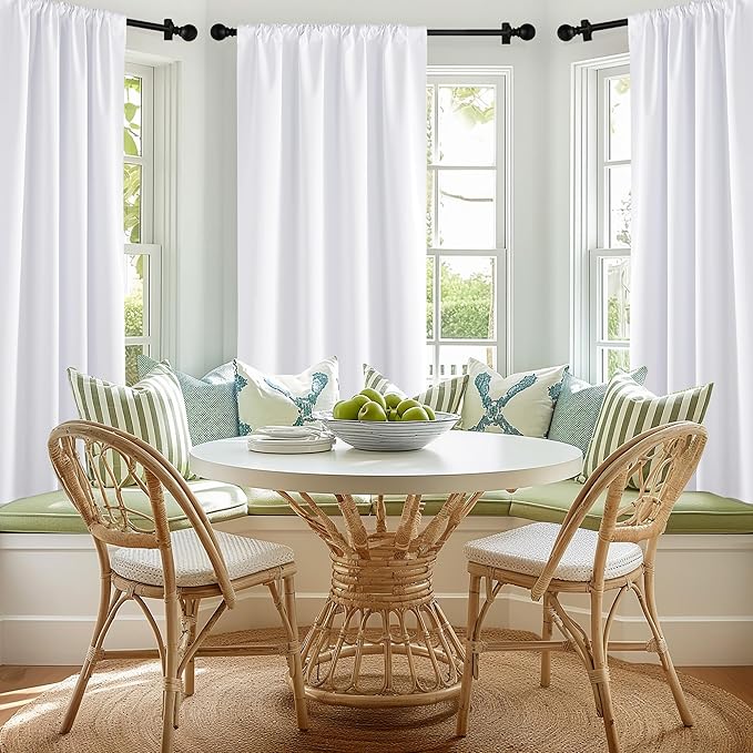 NICETOWN Bedroom 100% Blackout Curtains, 2 Panels, 42 by 63, Snow White, Window Treatment Rod Pocket Curtains/Drapes for Bedroom