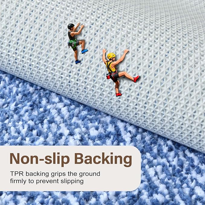 Bathroom Rugs 30x20 Non Slip Washable, Blue Bath Mat for Bathroom Floor Tub, Soft Absorbent Quick Dry Mats for Shower, Bathtub,Home Decor