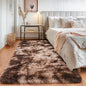 Runner Rugs for Bedroom, 2x6 Fluffy Throw Area Rug Non Slip for Bedside Dorm Hallways, Long Soft Shag Carpet for Nursery Living Room, Tie-Dyed Brown