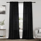 Nanspring Black Semi Sheer Linen Curtains 84 inch Length for Living Room Back Tab Rod Pocket Modern Farmhouse Coastal Decor Black Cotton Textured Gauze Curtains for Dining Room Office 38x84