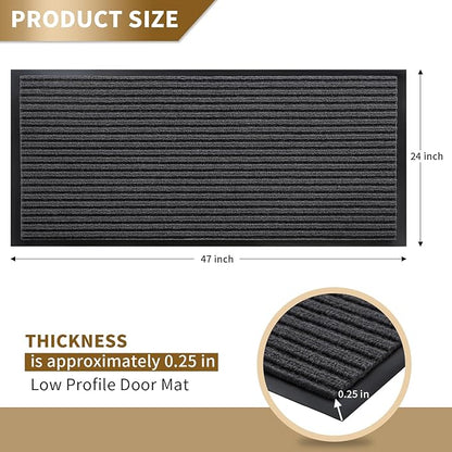 Yimobra Front Door Mat Outdoor Indoor Entrance, 100% Waterproof All-Season All Weather Doormat, Welcome Matt Outside Entry, Non Slip, Low Profile, Heavy Duty Patio Porch Floor Mats,47 x 24,Grey