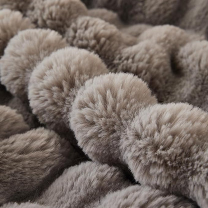 COOVA Faux Fur Throw Blanket for Couch, Cozy Soft and Fuzzy Plush Rabbit Fur Bubble Blanket for Sofa Bedroom Living Room, 60x80 Inches Grey