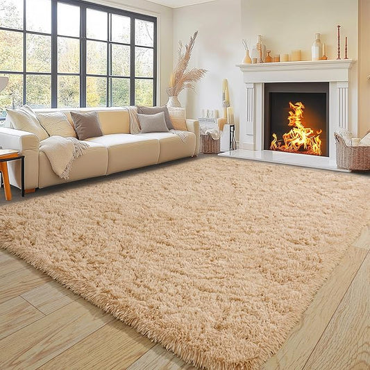 Pionblank Super Fluffy Area Rug for Living Room 5x7 Feet, Modern Indoor Shaggy Carpet, Soft Plush Non Slip Rugs for Bedroom Kids Room Cloakroom Home Decor, Camel