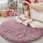 OLANLY Blush Round Rugs for Bedroom - Machine Washable, 4 ft Circle Area Rugs for Living Room, Soft and Fluffy Shaggy Carpet for Teen Girls and Boys, Nursery Rooms, Dorms, Home Decor Aesthetic