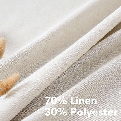 H.VERSAILTEX Natural Linen Grommet Curtains 84 Inch Length for Living Room 2 Panel Drape Semi Sheer Neutral Country Rustic Farmhouse Boho Curtain Bedroom Muslin Look Light Filtering, Heathered Natural