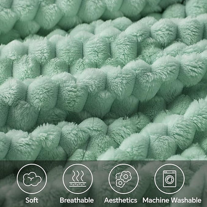 BEDELITE Fleece Throw Blanket for Couch & Bed - 3D Jacquard Decorative Mint Green Blanket, Super Soft and Cozy Warm Fuzzy Blanket All Seasons Suitable, 50x60Inches
