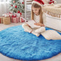 OLANLY Bright Blue Round Rugs for Bedroom - Machine Washable, 4 ft Circle Area Rugs for Living Room, Soft and Fluffy Shaggy Carpet for Teen Girl and Boys, Nursery Rooms, Dorms, Home Decor Aesthetic