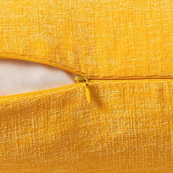 MIULEE Pack of 2 Couch Throw Pillow Covers 18x18 Inch Soft Goose Yellow Chenille Pillow Covers for Sofa Living Room Spring Home Decor Couch Solid Dyed Cases