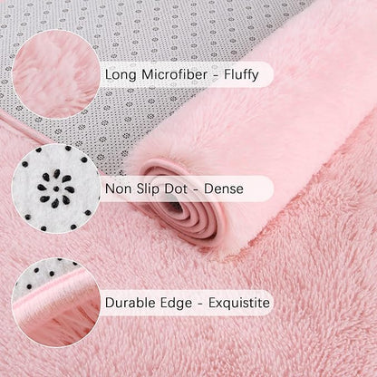Chicrug Soft Area Rugs for Bedroom Living Room Plush Fluffy Rug 4x6 Feet, Shag Furry Area Rug Carpet Non Shedding for Nursery Children Kids Girls Room Home Decorative, Pink
