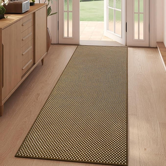 YDKGL 2x5 ft Hallway Runner Rug Boho Woven Washable Kitchen Runner Rugs Mat Non Slip, Soft Entryway Laundry Hall Runner Floor Carpet for Indoor Backdoor Bedroom Kitchen Living Room, Dark Brown/Coffee