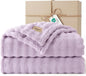 Bedsure 3D Fleece Bubble Blanket - GentleSoft Purple Queen Blanket for Bed Sofa Room Decor - Luxury Soft Cozy Gifts for Kids Girls, Lightweight, All Seasons, Light Purple, 90"×90"
