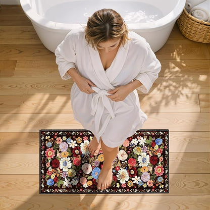 2x4 Entryway Runner Rugs, Non Slip Washable Rugs with Rubber Backing Soft Floral Carpet Runner for Kitchen, Laundry, Bedroom, Bathroom(2 x 4, Black/Brown)