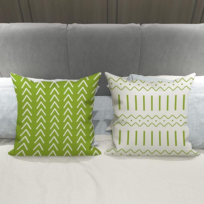 YCOLL Pillow Covers 20x20 Set of 4, Modern Sofa Throw Pillow Cover, Decorative Outdoor Linen Fabric Pillow Case for Couch Bed Car, Sage Green