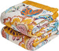 MSGKV Boho Throw Blanket 90"x108" Floral Cotton Blanket for Bed Spring Breathable Lightweight Farmhouse King Blankets Home Decor Muslin All Seasons