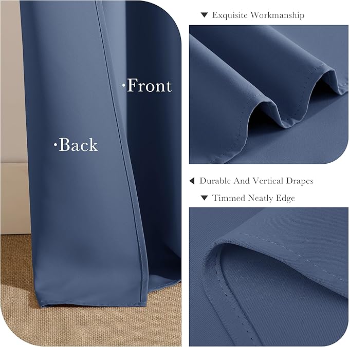 PONY DANCE Window Curtains 54 inches Long - Bedroom Drapes Set for Home Decoration All Season Modern Design Panels Match with Draperies, W 42 by L 54 Inches, Blue Haze, Set of 2