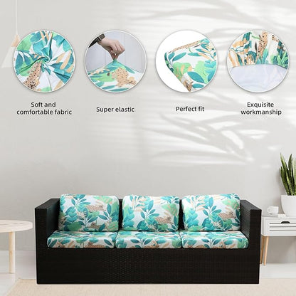 8Pcs Stretch Patio Cushion Covers,Outdoor Couch Covers Replacement,Outdoor Couch & Sofa Slipcovers,for Patio Furniture Cushion Covers,Washable Reusable urniture Protector(Leopard,8PCS)