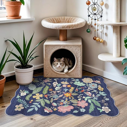 Washable 2x3 Area Rug for Entryway: Easy-Clean Carpet with Non-Slip Backing for Bedroom Kitchen Stain-Resistant Durable Low Pile Floor Mat – Perfect for High-Traffic Areas with Pets (2x3/Purple)