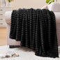 BEDELITE Fleece Blanket Twin Size – 3D Ribbed Jacquard Soft and Warm Decorative Fuzzy Blankets – Cozy, Fluffy, Plush Lightweight Throw Blankets for Couch, Bed, Sofa(Black, 60x80 inches)