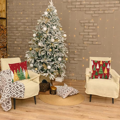 ONFAON Christmas Decorations - Christmas Pillow Covers 18 x 18 Inches Set of 4,Xmas Tree Throw Pillow Cases Winter Holiday Decor for Sofa Living Room