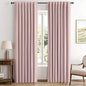 MIULEE 100% Blackout Linen Curtains for Bedroom, Pink Solid Luxury Decor Thermal Insulation Room Darkening Drapes for Living Room Nursery Back Tab Rod Pocket 42 x 90 Inches, 2 Panels