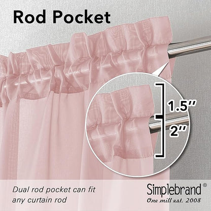 Simplebrand Blush Sheer Curtains 84 Inches Long, Light Filtering Rod Pocket Solid Color Window Sheer Curtain Panels, Elegant Curtains & Drapes for Living Room, Bedroom 2 Panels, 59" W x 84" L