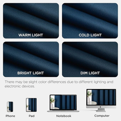 Joydeco Blackout Patio Sliding Door Curtains 84 Inches Long, Grommet Privacy Room Divider Curtains, Extra Wide Thermal Blackout Drapes for Bedroom Living Room (Navy Blue, 70Wx84L, 1 Panel)