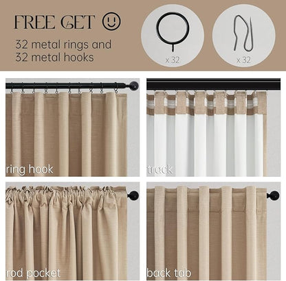 Topfinel 105 Inch Long Curtains for Living Room Custom,Sun Blocking Elegant Internet Farmhouse Curtains Burg for Bedroom Aesthetic Thermal Blackout Drapes Fabric Thick 2panels Back Tab Hooks Pleated