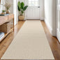 KOZYFLY Runners for Hallways 3x8 ft Washable Kitchen Runner Non Slip Rubber Backed Hall Runners Cotton Entryway Runner Rugs Floor Carpet for Indoor Backdoor Bedroom Kitchen, Ivory/Khaki