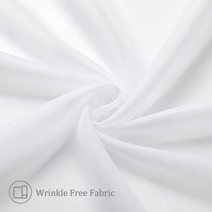 Aiyufneg White Sheer Window Valance Curtains, Light Filtering Kitchen Valances Windows Treatment, Small Voile Sheer Curtains for Living Room/Bathroom/Basement, Top Dual Rod Pocket, 2PCS