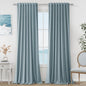 Guken Blue 100% Blackout Linen Curtains 108 Inch Length 2 Panels Set for Living Room Bedroom Back Tab Thermal Insulated Black Out Drapes Room Darkening Farmhouse Style for Bedroom Window Curtains