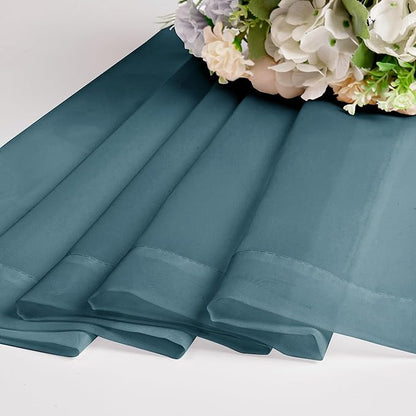 Chyhomenyc Stone Blue Sheer Curtains 54 Inch Long 2 Panels, Light Filtering Rod Pocket Voile Short Curtains Drapes for Living Room Bedroom Small Windows, 42Wx54L Inches