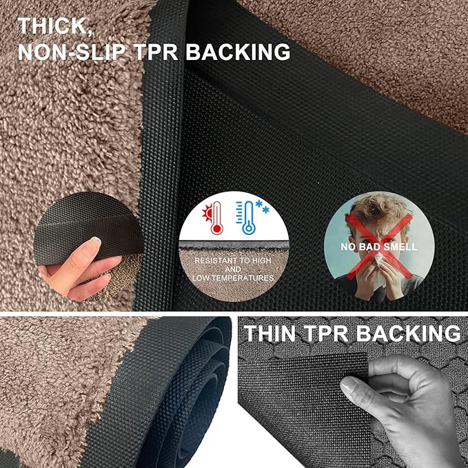 Mibao Dirt Trapper Door Mat for Indoor Outdoor, Waterproof All-Season, All-Weather Doormat, Heavy Duty Non-Slip Entrance Rug, Low Profile Absorbent Entrance Mat Carpet, 60" x 36", Beige