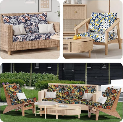 8Pcs Stretch Patio Cushion Covers, Outdoor Couch & Sofa Replacement Slipcovers for Patio Furniture Cushion Covers, Washable Reusable Furniture Protector