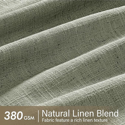 MIULEE Pinch Pleated Thick Linen Curtains 96 Inches Long 2 Panels for Living Room Bedroom, Memory Trained Pleat Drapes Light Filtering Sage Green Semi Sheer Window Curtains Hooks Rings Back Tab