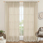 LAMIT Extra Wide Linen Curtains for Bedroom, Light Filtering Faux Linen Textured Panels Semi Sheer Back Tab and Rod Pocket Boho Drapes for Living Room, 2 Panels, Linen, 70 x 84 Inch