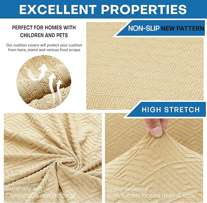 XINEAGE 2026 New 3 Pieces Couch Covers for 2 Extra Large Cushion Sofa Super Stretch Sofa Cover for 2 Large Seat Cushion Universal Loveseat Slip Cover for Living Room (Beige), 71"-91"(2 Cushions)